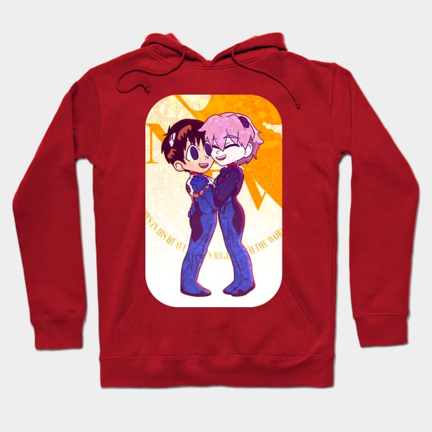 NGE: DANCE TO THE END KAWORU X SHINJI NERV LOGO ORANGE Hoodie by Angsty-angst